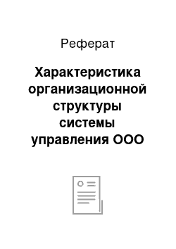 Реферат: Характеристика организационной структуры системы управления ООО «СИП РДС»