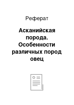 Реферат: Асканийская порода. Особенности различных пород овец