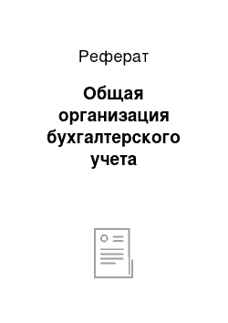 Реферат: Общая организация бухгалтерского учета