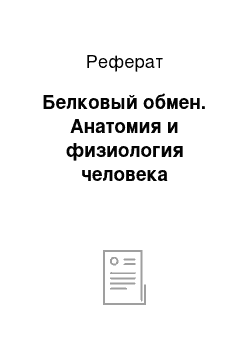 Реферат: Белковый обмен. Анатомия и физиология человека