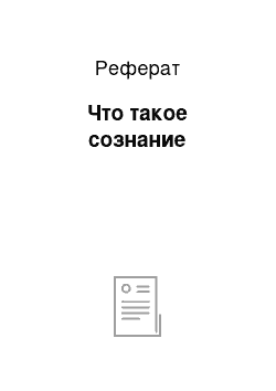 Реферат: Что такое сознание