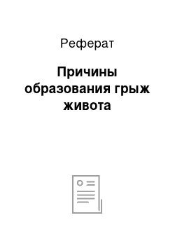 Реферат: Причины образования грыж живота