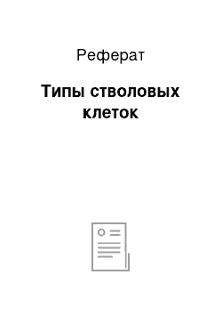 Реферат: Типы стволовых клеток