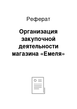 Реферат: Организация закупочной деятельности магазина «Емеля»