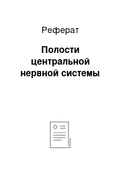 Реферат: Полости центральной нервной системы