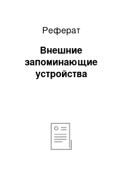 Реферат: Внешние запоминающие устройства