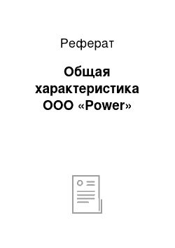 Реферат: Общая характеристика ООО «Power»