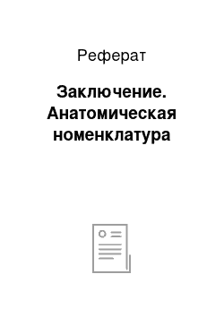 Реферат: Заключение. Анатомическая номенклатура