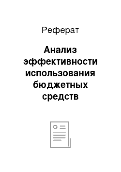 Реферат: Анализ эффективности использования бюджетных средств