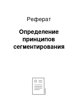 Реферат: Определение принципов сегментирования