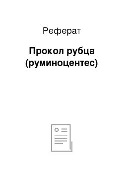 Реферат: Прокол рубца (руминоцентес)