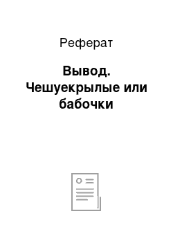 Реферат: Вывод. Чешуекрылые или бабочки