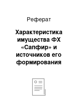 Реферат: Характеристика имущества ФХ «Сапфир» и источников его формирования