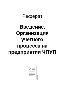 Реферат: Введение. Организация учетного процесса на предприятии ЧПУП "Элис-прим"