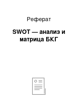 Реферат: SWOT — анализ и матрица БКГ