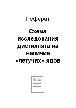 Реферат: Схема исследования дистиллята на наличие «летучих» ядов