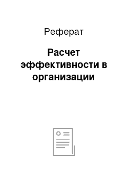 Реферат: Расчет эффективности в организации