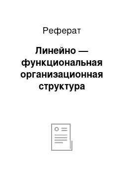 Реферат: Линейно — функциональная организационная структура