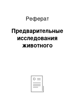 Реферат: Предварительные исследования животного