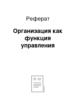 Реферат: Организация как функция управления