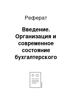 Реферат: Введение. Организация и современное состояние бухгалтерского учета на малом предприятии