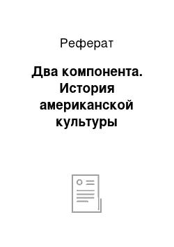 Реферат: Два компонента. История американской культуры