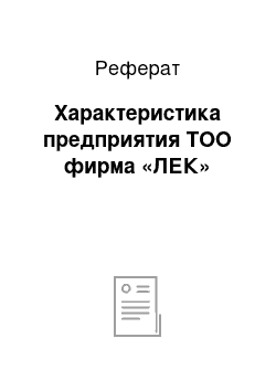 Реферат: Характеристика предприятия ТОО фирма «ЛЕК»