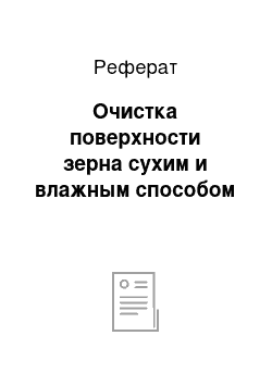 Реферат: Очистка поверхности зерна сухим и влажным способом