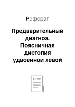 Реферат: Предварительный диагноз. Поясничная дистопия удвоенной левой почки