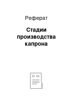 Реферат: Стадии производства капрона