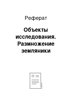 Реферат: Объекты исследования. Размножение земляники