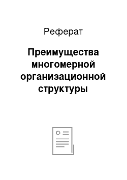 Реферат: Преимущества многомерной организационной структуры