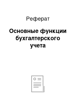 Реферат: Основные функции бухгалтерского учета