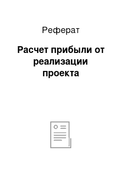 Реферат: Расчет прибыли от реализации проекта