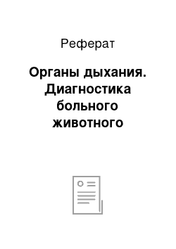 Реферат: Органы дыхания. Диагностика больного животного