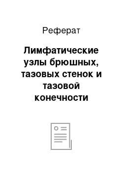 Реферат: Лимфатические узлы брюшных, тазовых стенок и тазовой конечности