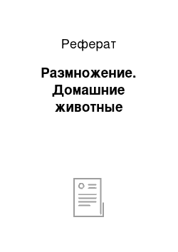 Реферат: Размножение. Домашние животные