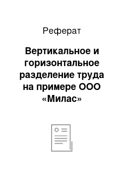 Реферат: Вертикальное и горизонтальное разделение труда на примере ООО «Милас»