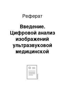 Реферат: Введение. Цифровой анализ изображений ультразвуковой медицинской диагностики