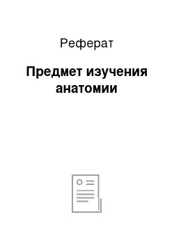 Реферат: Предмет изучения анатомии