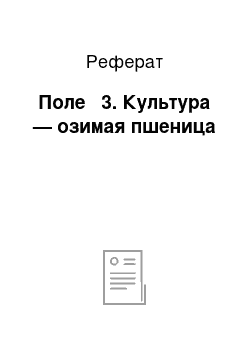 Реферат: Поле № 3. Культура — озимая пшеница