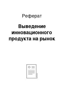 Реферат: Выведение инновационного продукта на рынок