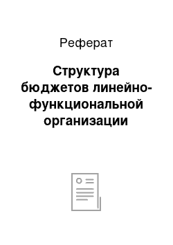 Реферат: Структура бюджетов линейно-функциональной организации