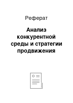 Реферат: Анализ конкурентной среды и стратегии продвижения