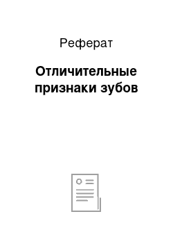 Реферат: Отличительные признаки зубов