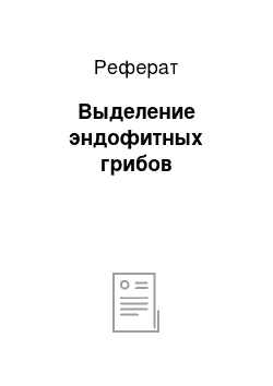 Реферат: Выделение эндофитных грибов