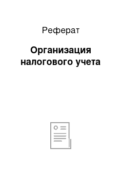 Реферат: Организация налогового учета