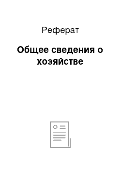 Реферат: Общее сведения о хозяйстве