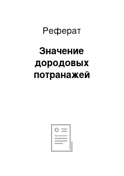 Реферат: Значение дородовых потранажей