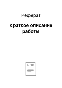 Реферат: Краткое описание работы